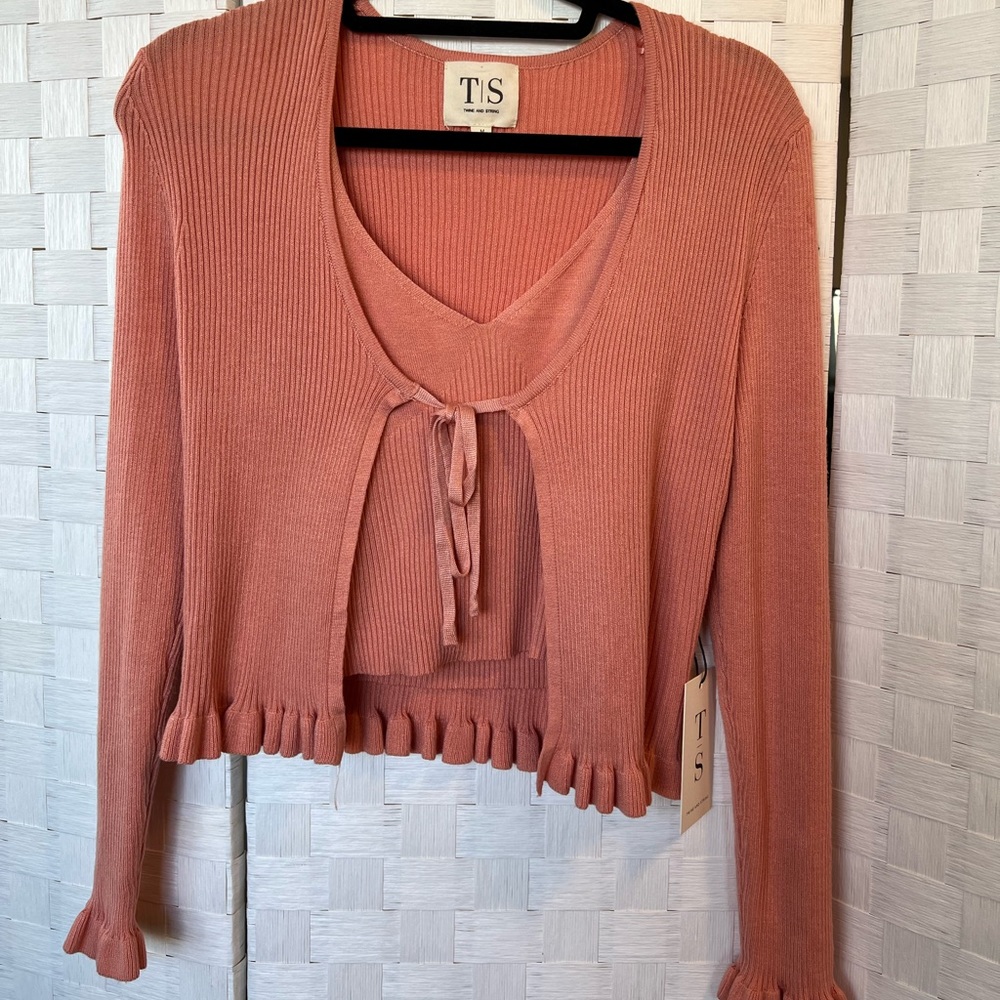 COPY - NWT Twine and String Coral Tank Top and Cardigan